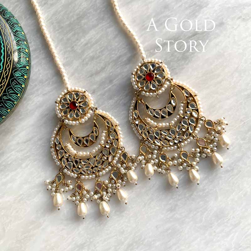 TANISHA KUNDAN CHAAND EARRINGS