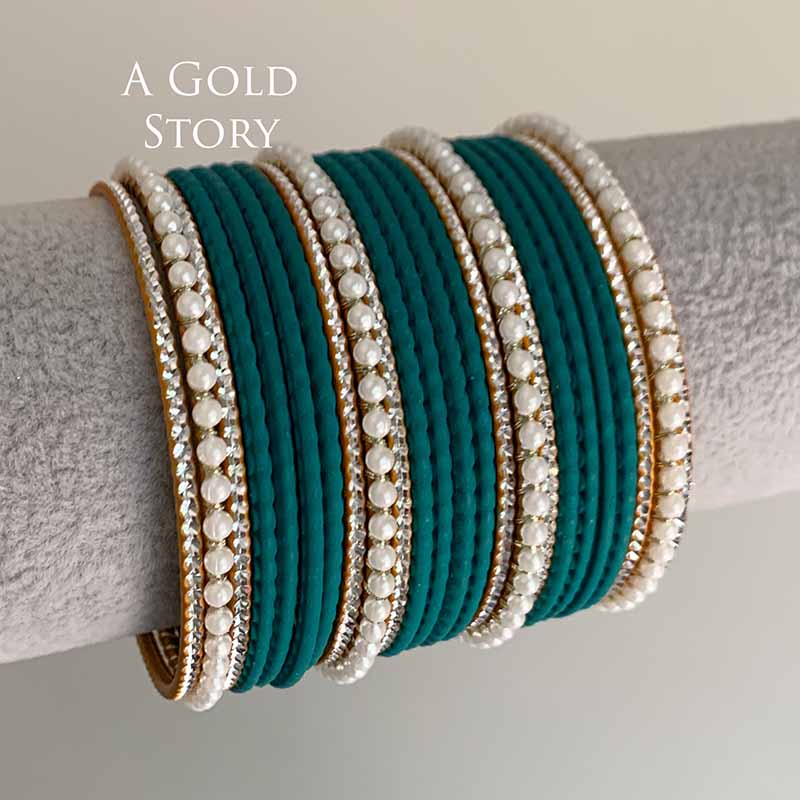 AROOBA BANGLES SET ZINC/ TEAL