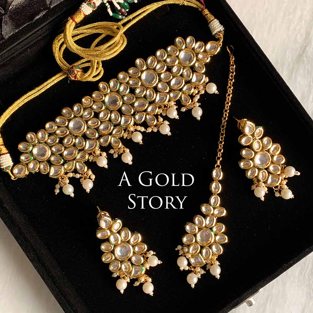 MAHIN KUNDAN CHOKER SET PEARL