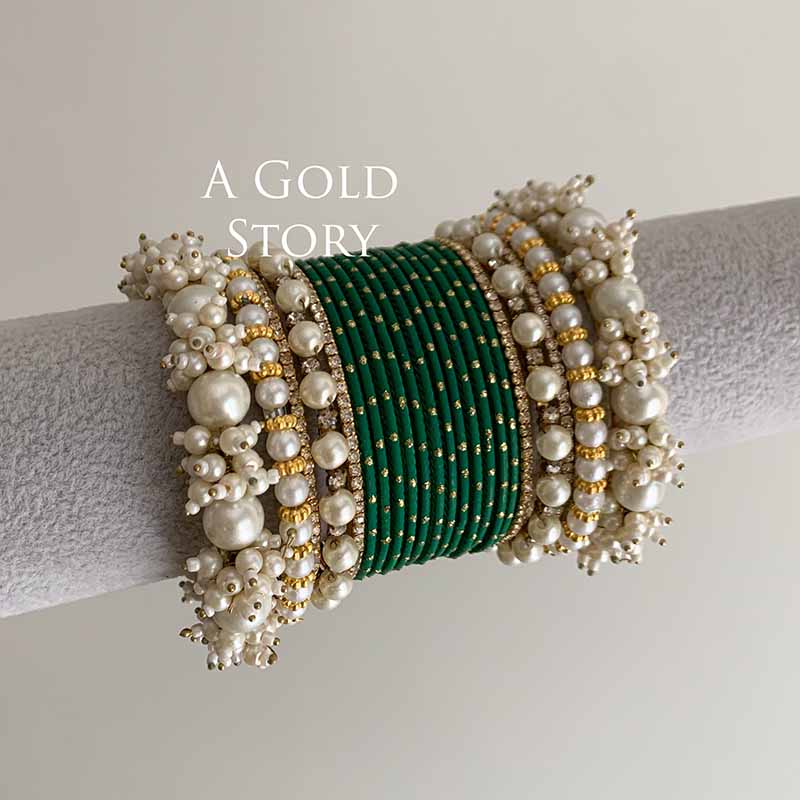 JAWARIA BANGLES SET GREEN