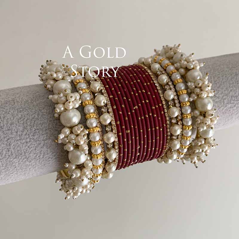 JAWARIA BANGLES SET MAROON
