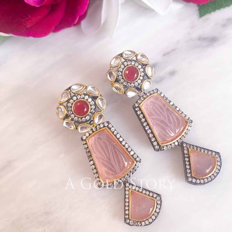 FAREDEN EARRINGS PINK - A GOLD STORY