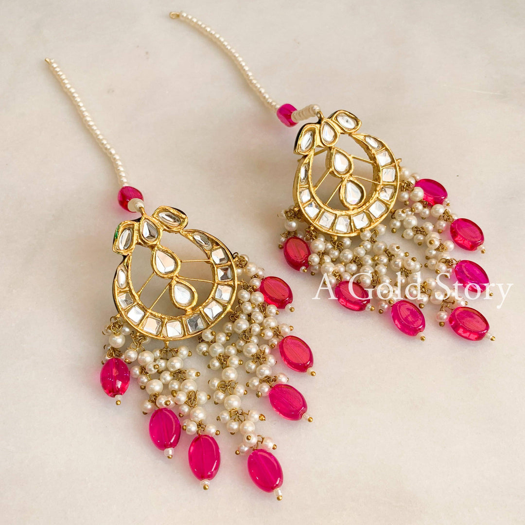 MAHIMA KUDAN EARRINGS SHOCKING PINK - A GOLD STORY