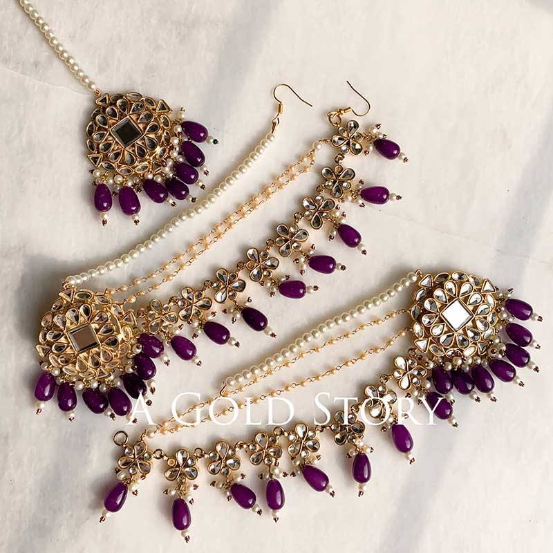 Purple and gold jewelry sets on sale