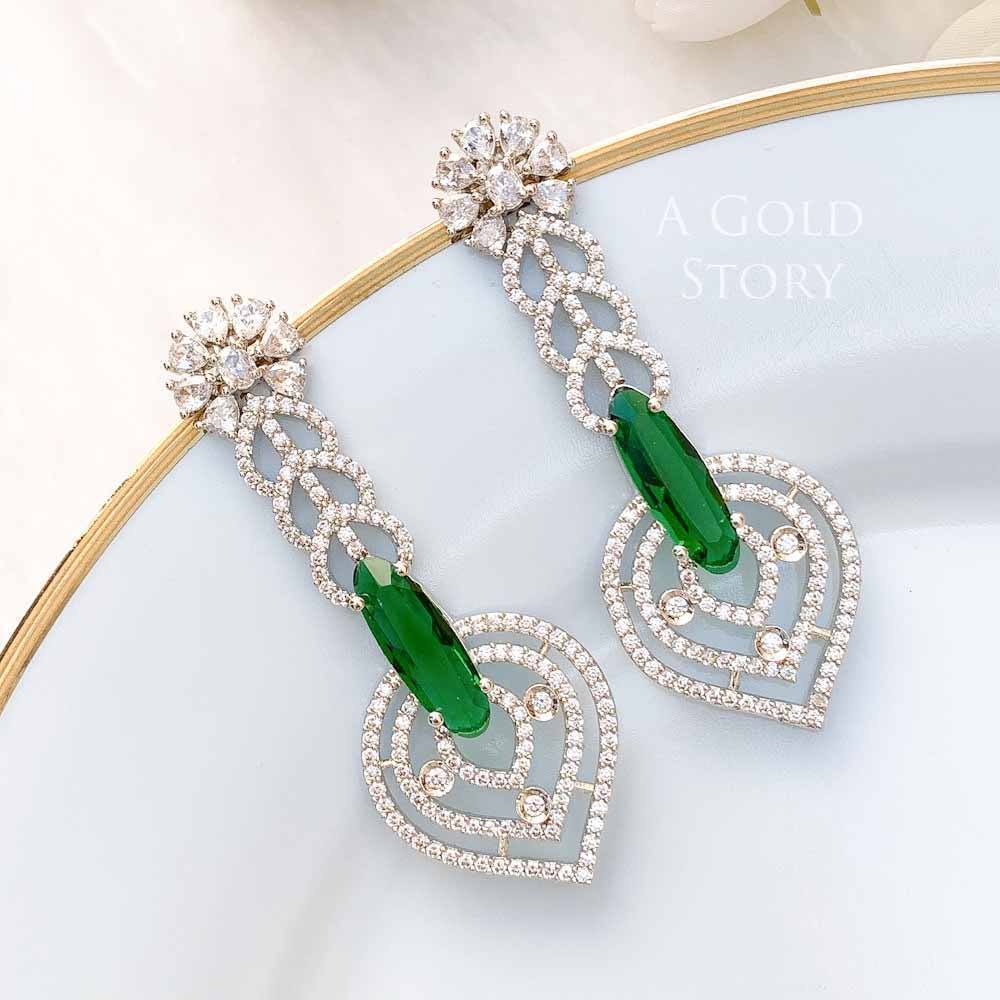 ALLISON EARRINGS SILVER GREEN