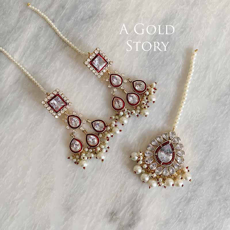 LIZA EARRINGS AND TIKKA MAROON