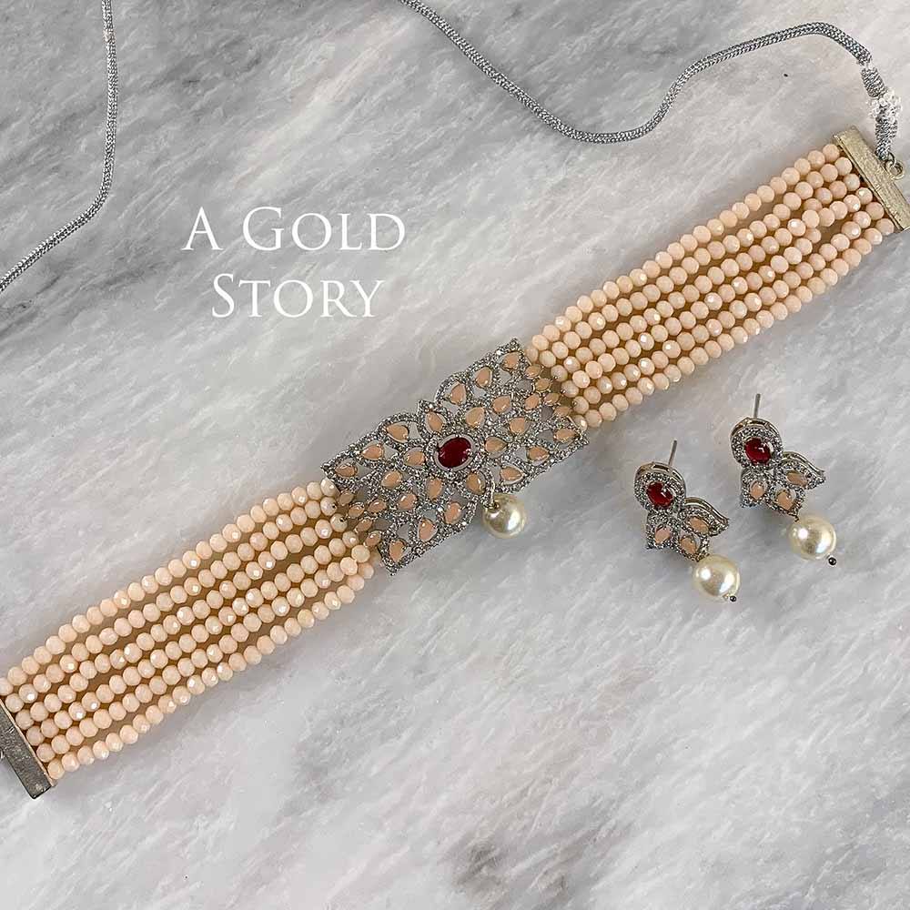 ARINDA CHOKER SET PEACH