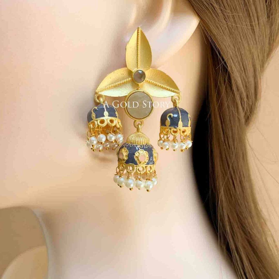 JANYA EARRINGS PURPLE GREY - A GOLD STORY