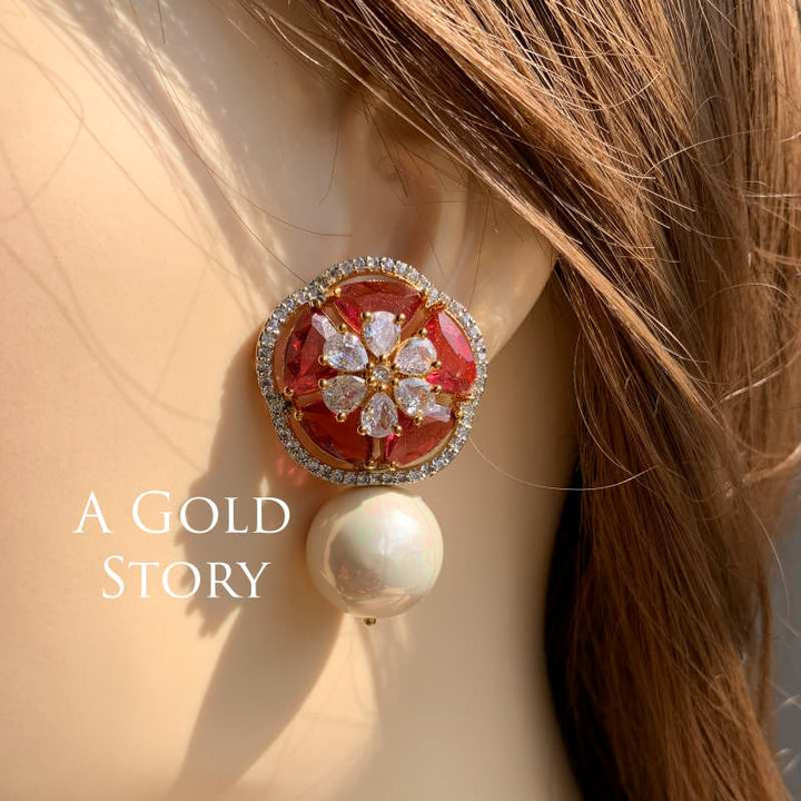 FARINA EAR STUDS RED GOLDEN