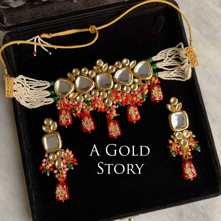 NABIHA KUNDAN CHOKER SET MAROON