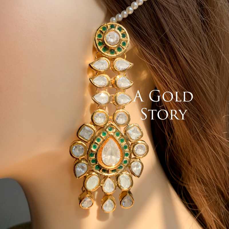 AARIANA KUNDAN EARRINGS AND TIKKA EMERALD GREEN