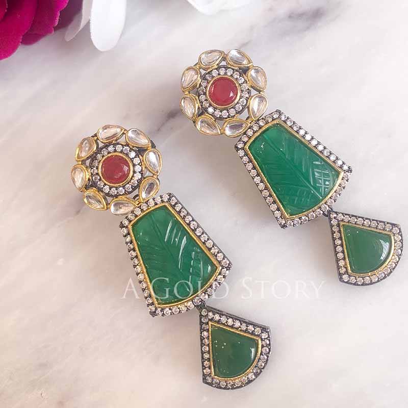 FAREDEN EARRINGS GREEN - A GOLD STORY