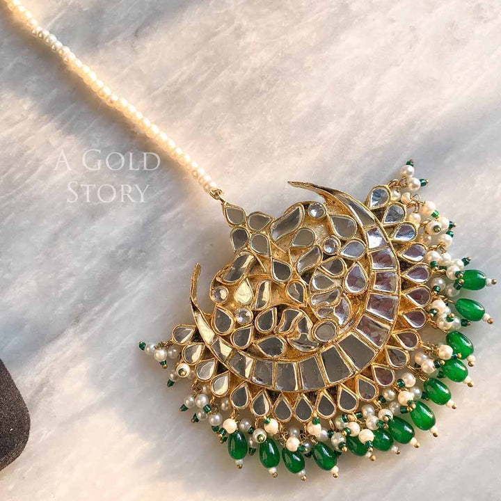 AINA KUNDAN EARRINGS, JHOOMAR AND TIKKA SET