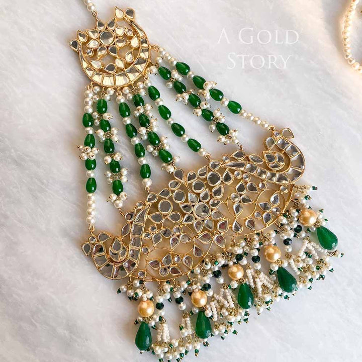 AINA KUNDAN EARRINGS, JHOOMAR AND TIKKA SET