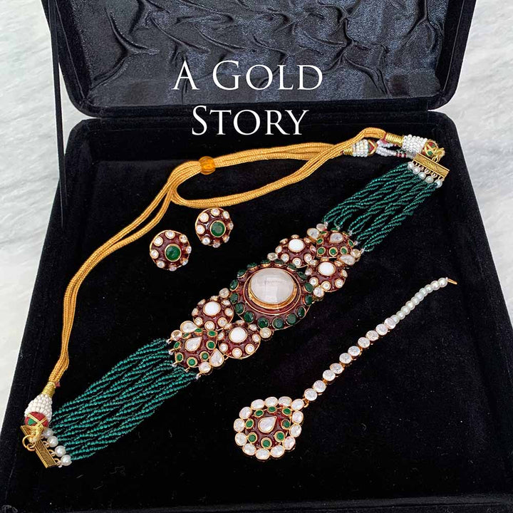 AADIMU CHOKER SET EMERALD GREEN