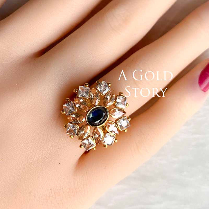 AJRADA EARRINGS AND RING SET BLUE