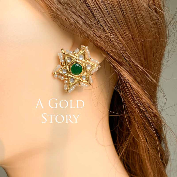 STAR KUNDAN STUDS GREEN