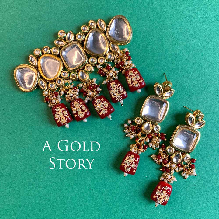 NABIHA KUNDAN CHOKER SET MAROON
