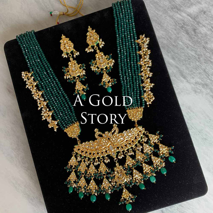 BARJAA KUNDAN MAALA SET EMERALD GREEN