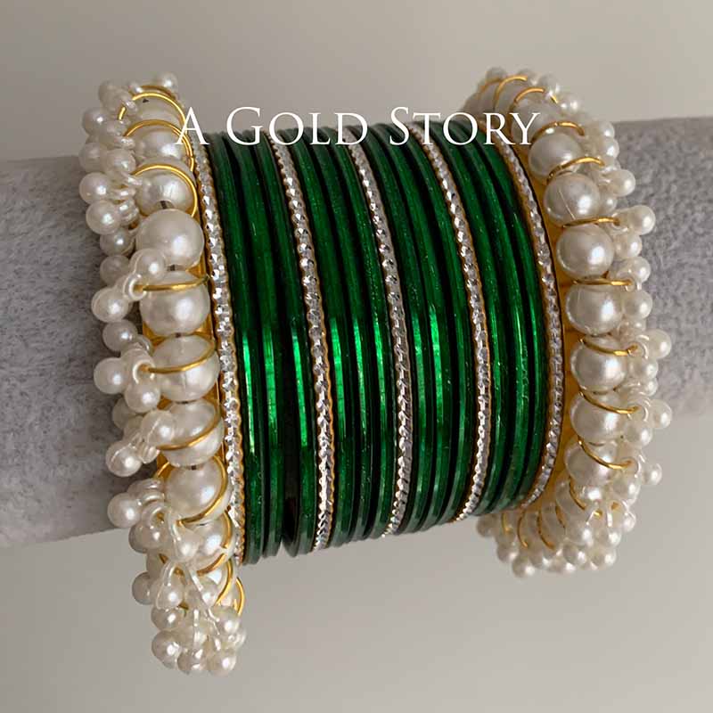 INAYA BANGLES SET EMERALD GREEN