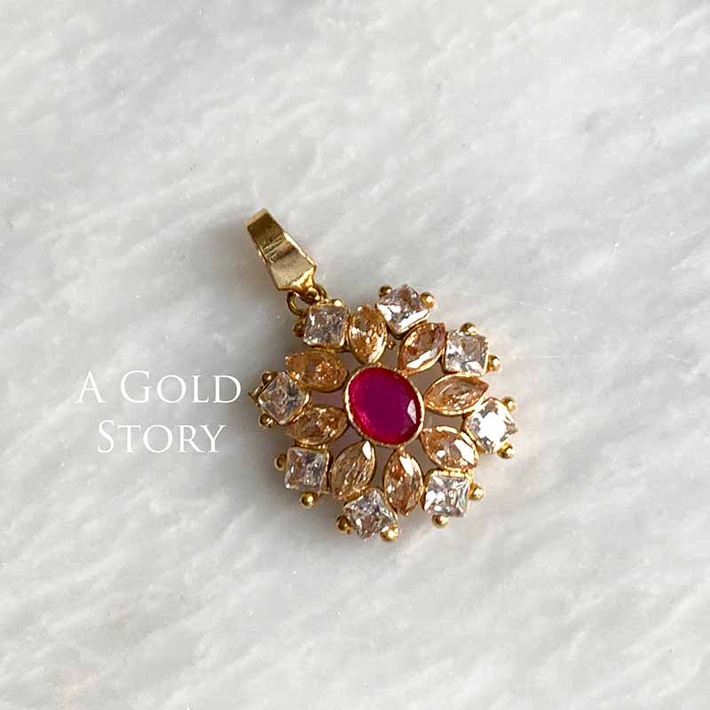AJRADA PENDANT AND RING SET MAGENTA