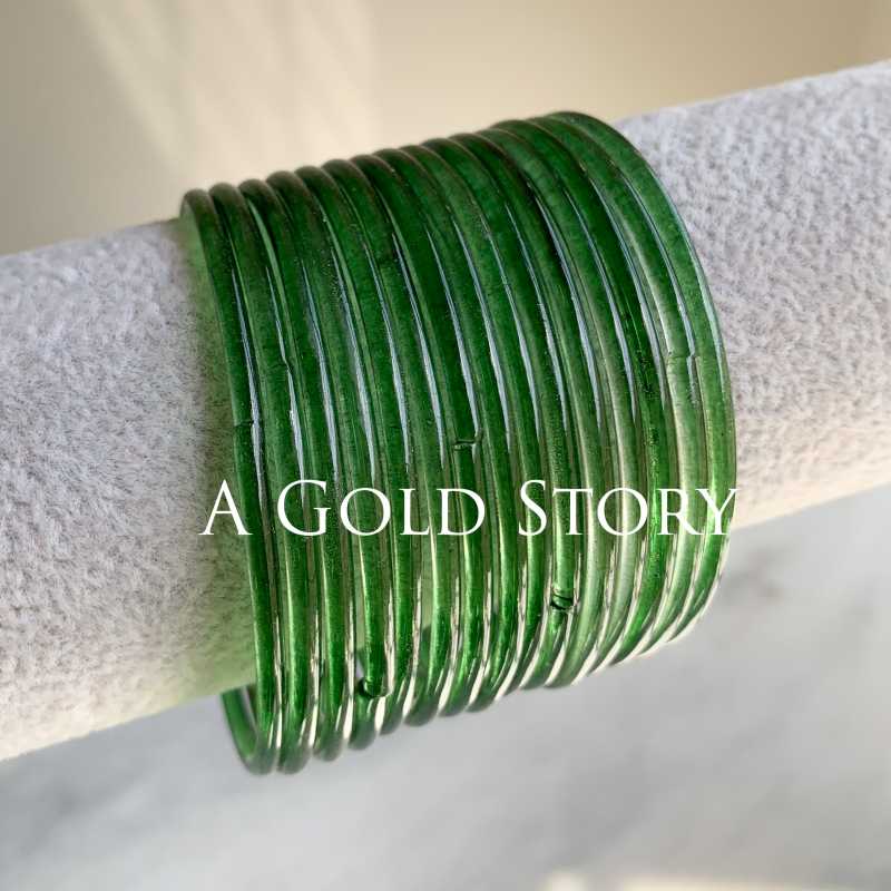 JELLY GLASS BANGLES EMERALD GREEN