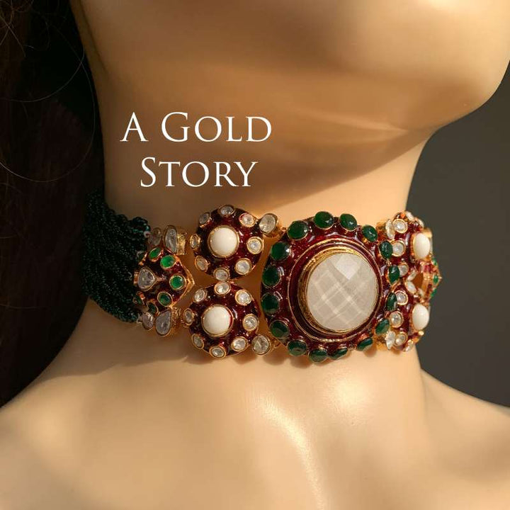 AADIMU CHOKER SET EMERALD GREEN