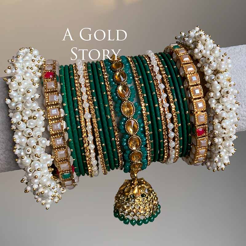 ANABIA BRIDAL BANGLES SET EMERALD GREEN
