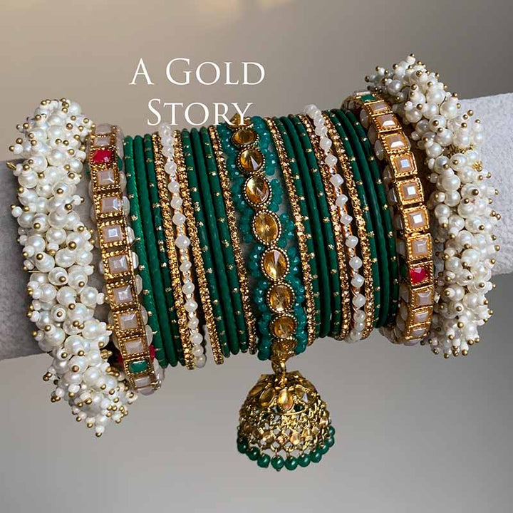 ANABIA BRIDAL BANGLES SET EMERALD GREEN