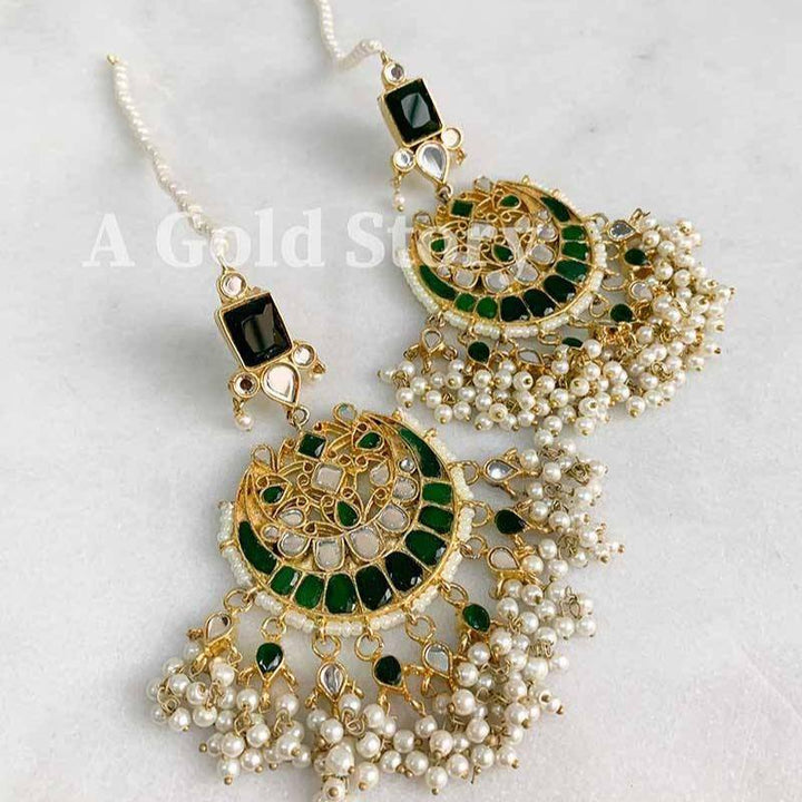 ZARNAB TIKKA AND EARRINGS GREEN - A GOLD STORY