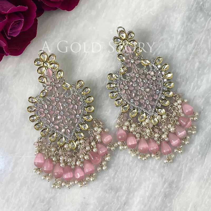 FAREENA EARRINGS PINK - A GOLD STORY