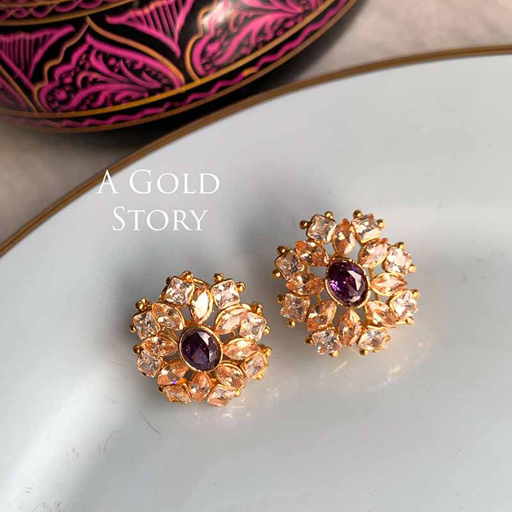 AJRADA EARRINGS AND RING SET LILAC/ PURPLE