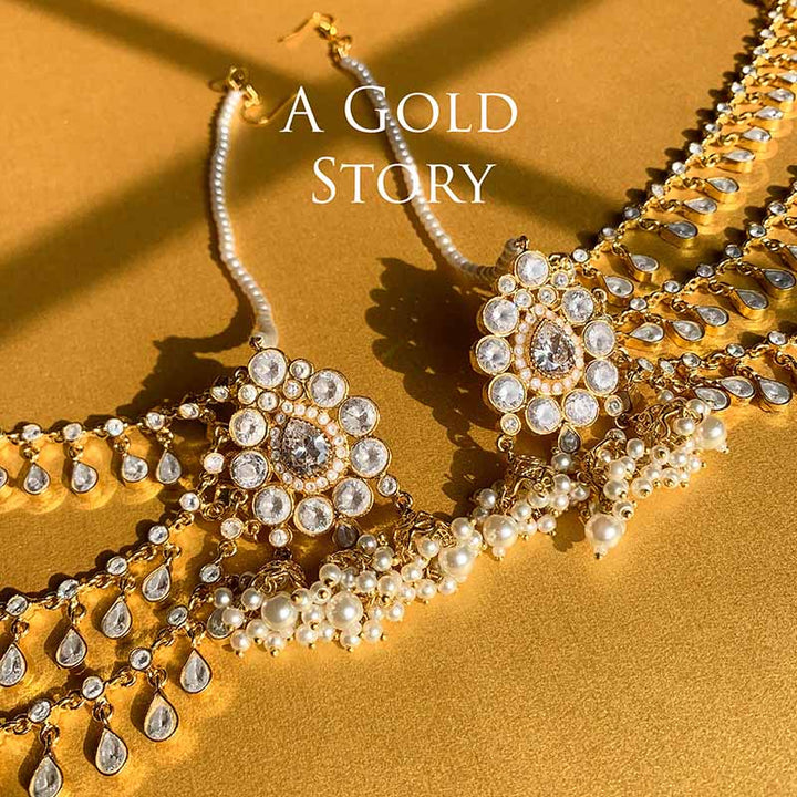 SAJAL KUNDAN POLKI EARRINGS WITH SAHARAY