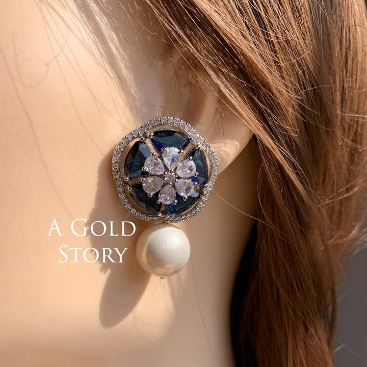 FARINA EAR STUDS BLUE SILVER
