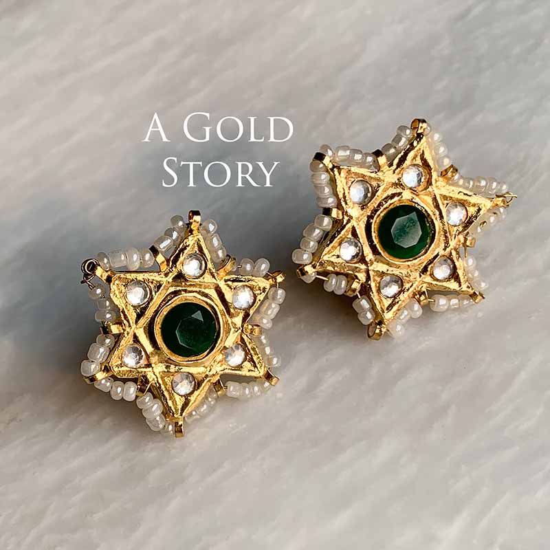 STAR KUNDAN STUDS GREEN