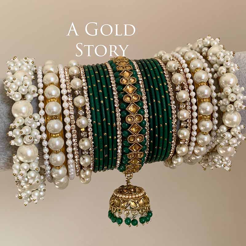 AFAANAA BRIDAL BANGLES SET EMERALD GREEN