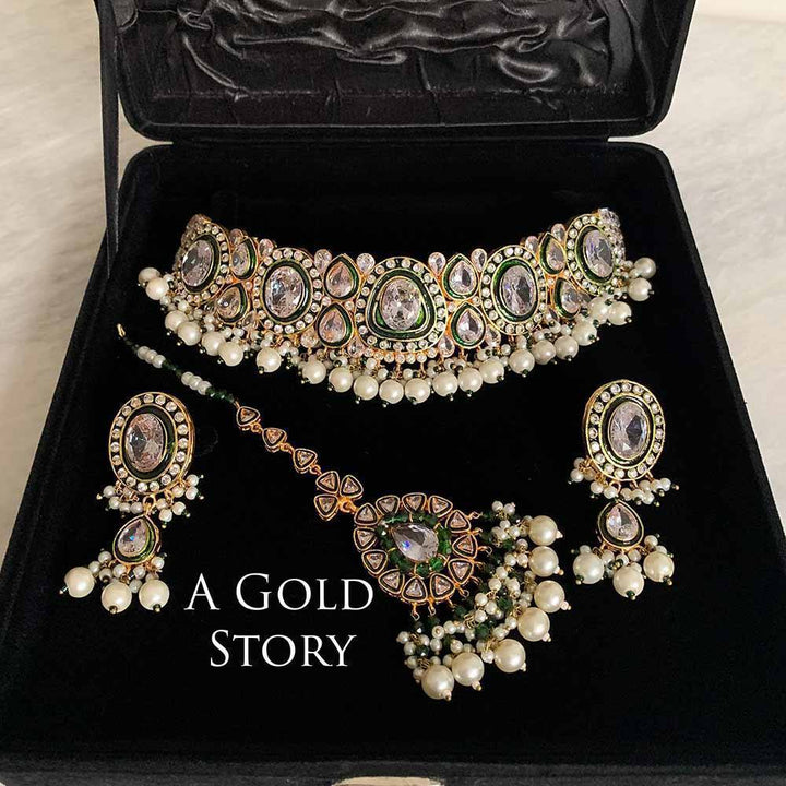 ANGNA BRIDAL SET EMERALD GREEN
