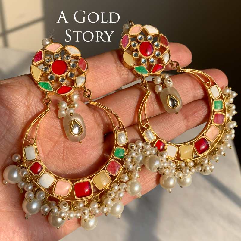RANG MAHAL KUNDAN EARRINGS MULTICOLOR