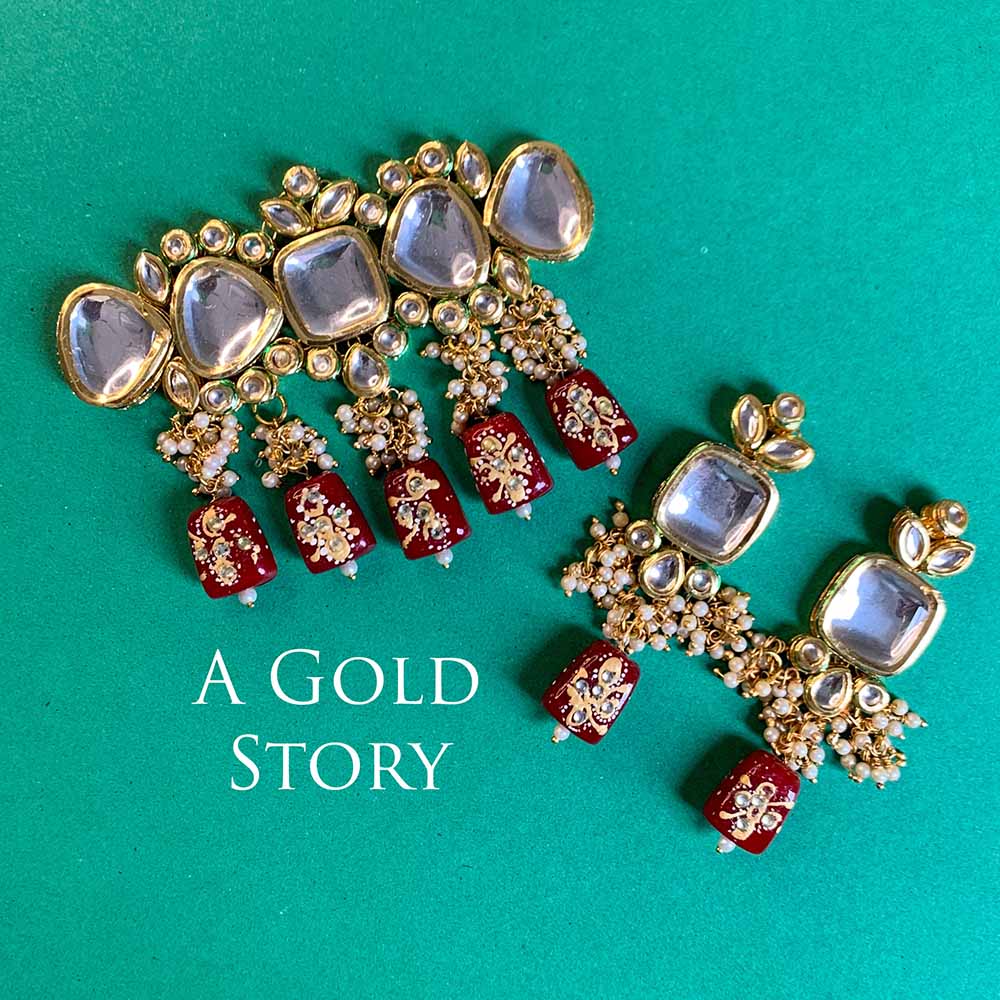 NABIHA KUNDAN CHOKER SET MAROON