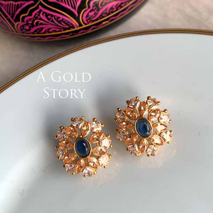 AJRADA EARRINGS AND RING SET BLUE
