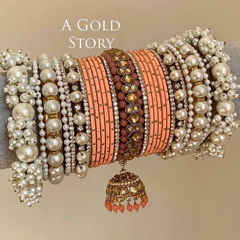 AFAANAA BRIDAL BANGLES SET PEACH