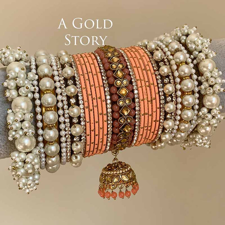 AFAANAA BRIDAL BANGLES SET PEACH