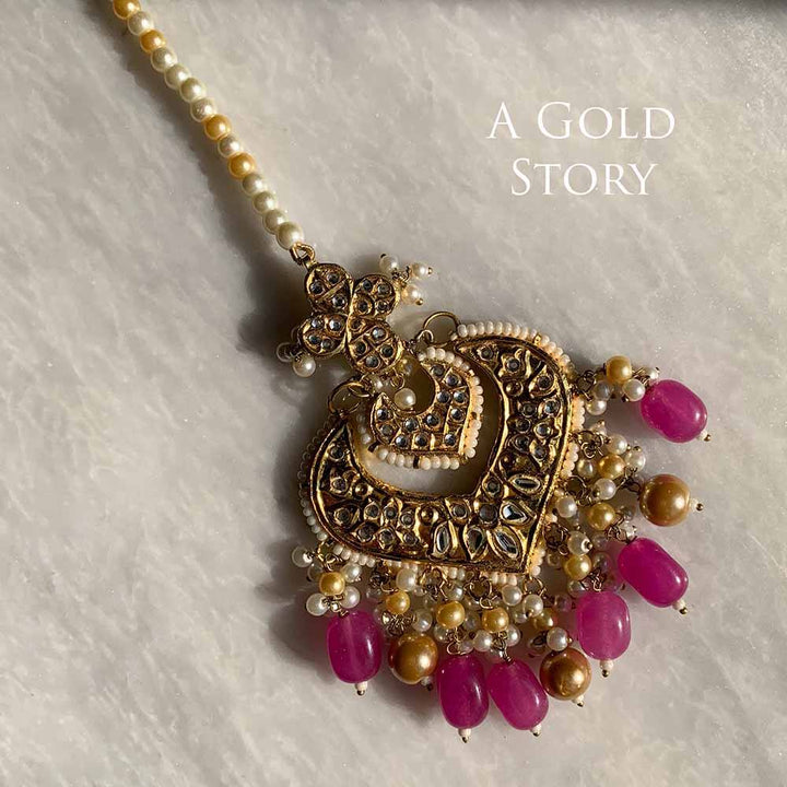 JODHA EARRINGS, TIKKA AND JHOOMAR PINK
