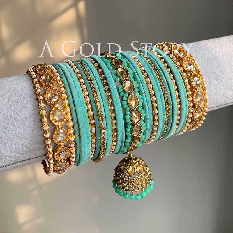 POLKI BANGLES MINT