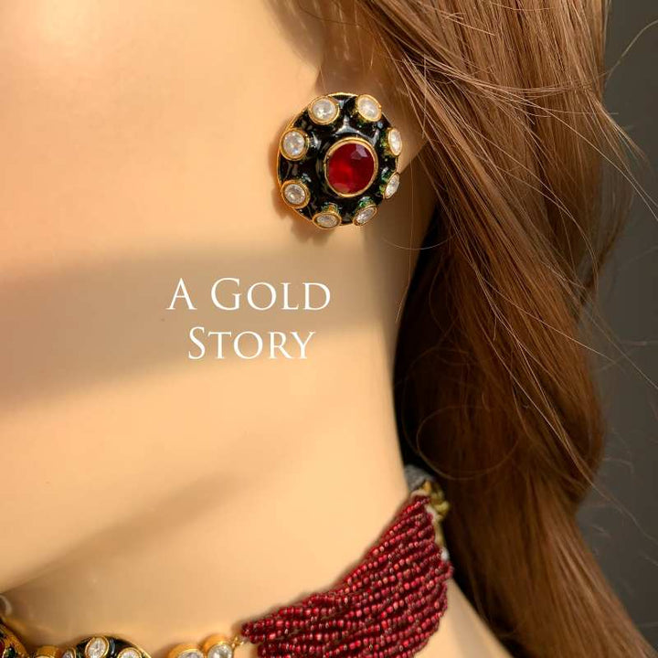 AADIMU CHOKER SET MAROON/ RED