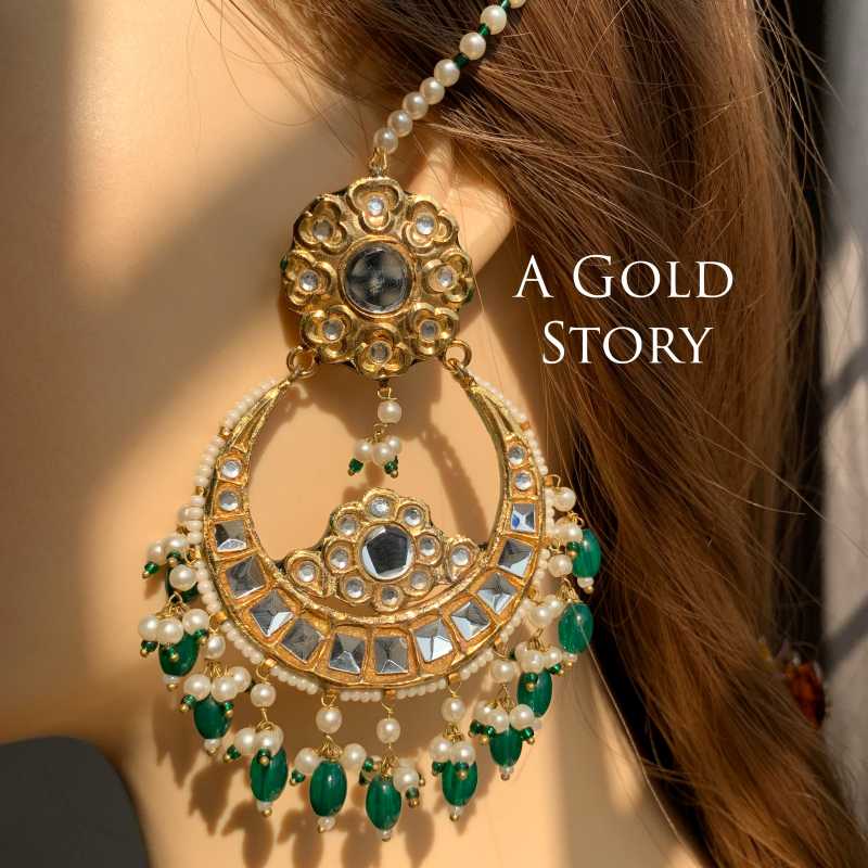 RUPA EARRINGS AND TIKKA GREEN
