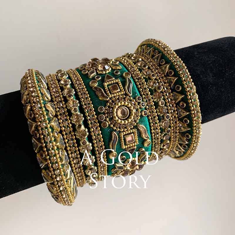 MINAKSHI BANGLES DARK GREEN - A GOLD STORY