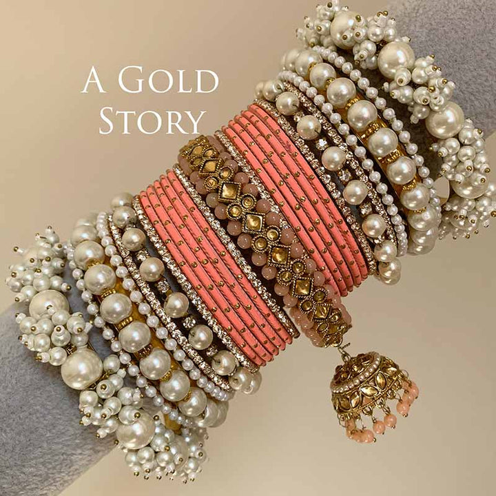 AFAANAA BRIDAL BANGLES SET DARK PEACH