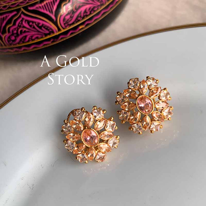 AJRADA EARRINGS AND RING SET PINK