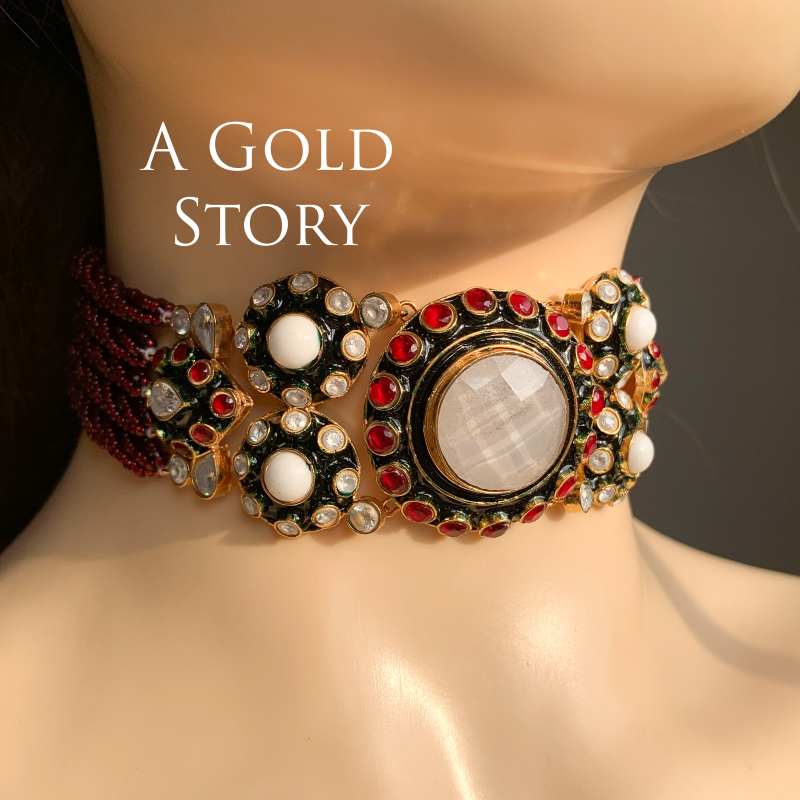 AADIMU CHOKER SET MAROON/ RED